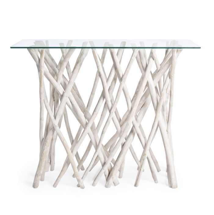 Console en branches teck et verre Sary L 100 cm - Photo n°4