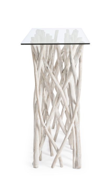 Console en branches teck et verre Sary L 100 cm - Photo n°5