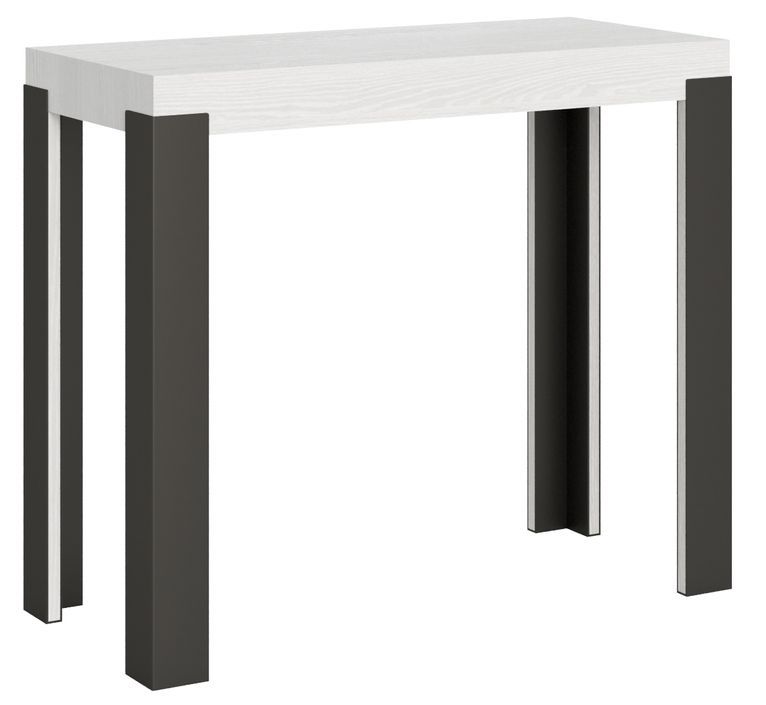 Console extensible bois avec 4 pieds bois et acier anthracite Liva - Photo n°1