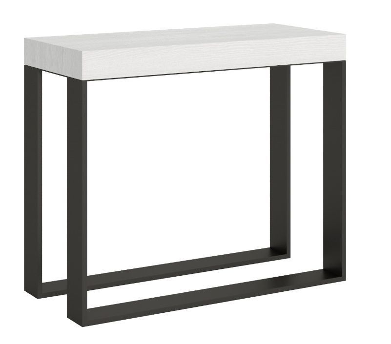 Console extensible bois et 2 pieds acier anthracite Elatra - Photo n°1