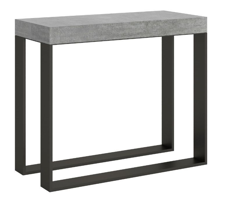 Console extensible bois et 2 pieds acier anthracite Elatra - Photo n°1