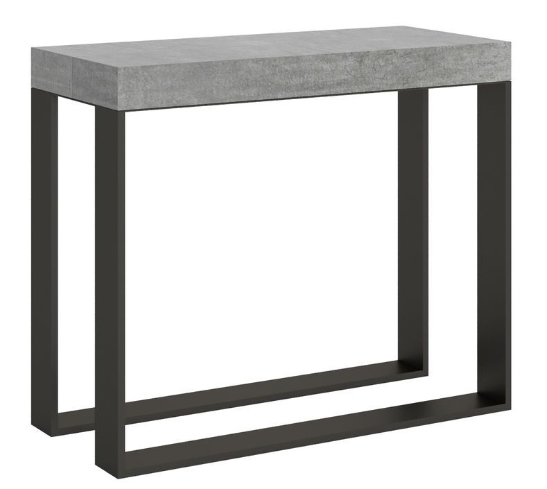 Console extensible bois gris ciment et métal anthracite 40 à 300 cm Elatra - Photo n°1