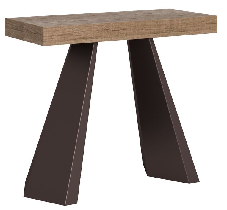 Console extensible design bois et acier marron Diva - Photo n°1