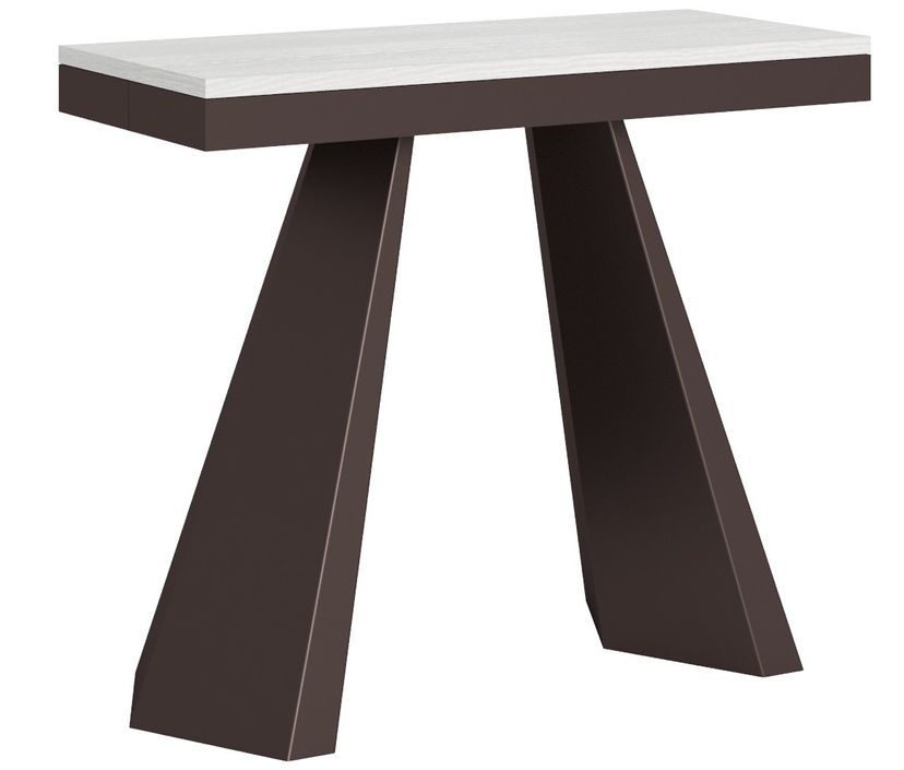 Console extensible design bois et acier marron Elegancia - Photo n°1