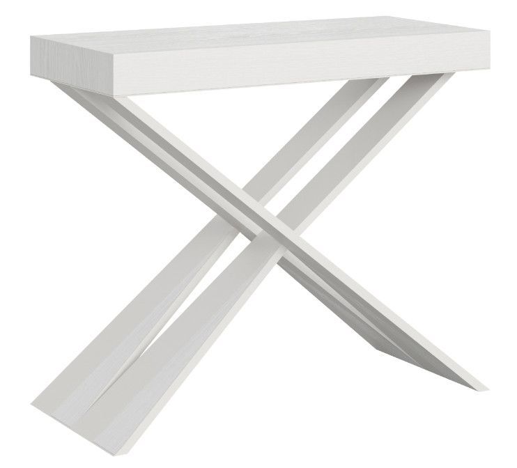 Console extensible design bois et pieds croisés boie et acier blanc Diago - Photo n°5