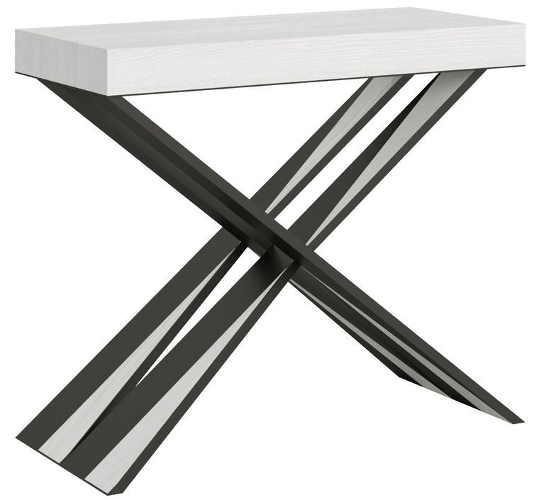 Console extensible bois pieds croisés anthracite Diago - Photo n°1