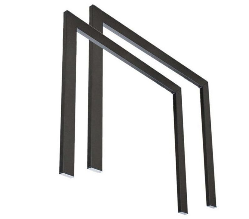 Console extensible design bois gris effet béton avec cadre et pieds métal marron 40 à 300 cm Elégance - Photo n°4