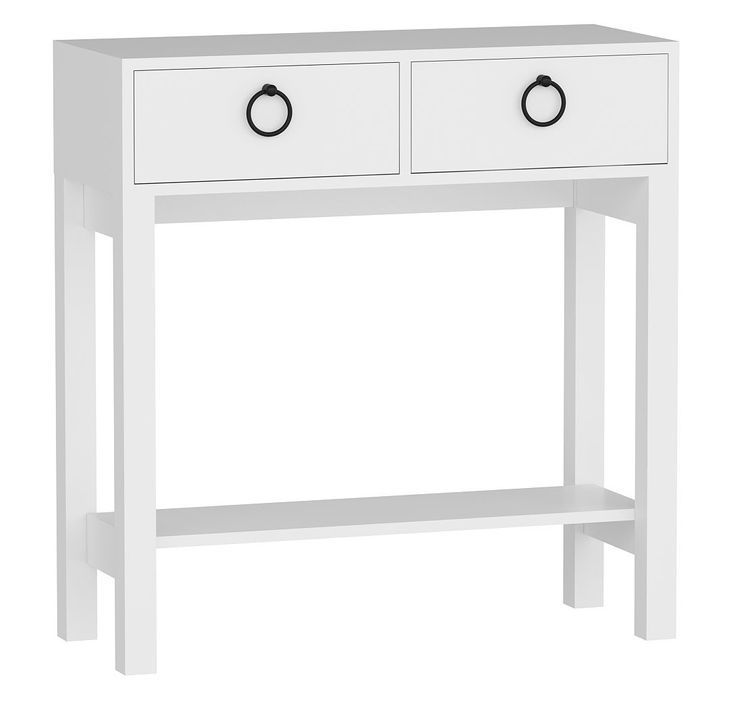Console fixe bois blanc 2 tiroirs et pieds métal blanc Melya 90 cm - Photo n°5