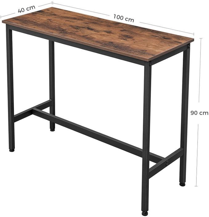 Table haute industriel bois vintage et acier noir Kaza 100 cm - Photo n°7