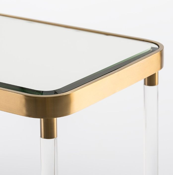 Console moderne verre avec pieds acrylique et métal doré Meli - Photo n°2
