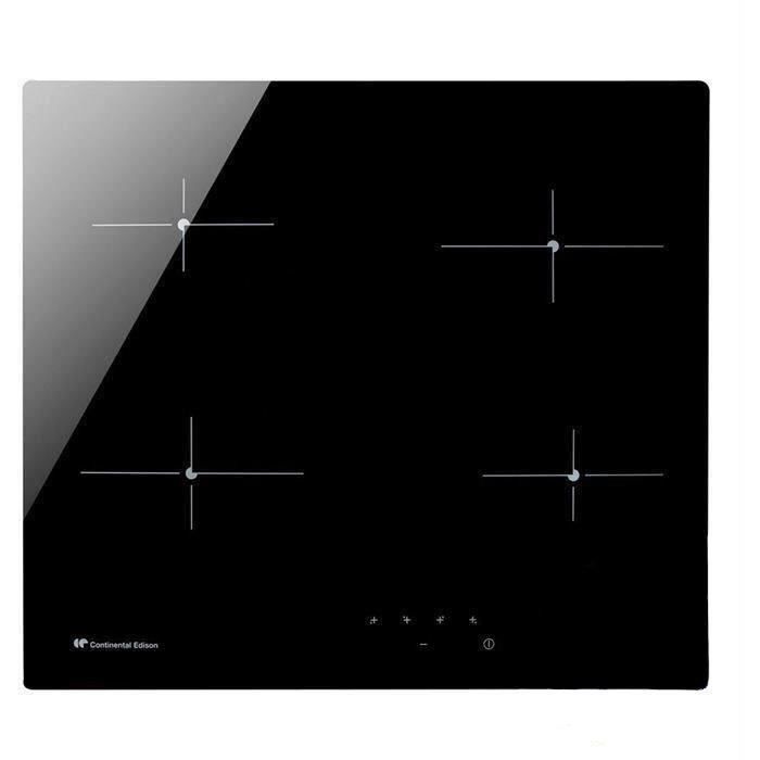 Continental edison CECP104RP2 - Table de cuisson vitrocéramique - 4 zones - 6000 W - L 59 x P 52 cm - Revetement verre - Noir - Photo n°1