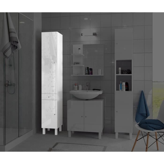 CORAIL Colonne de salle de bain L 30 cm - Blanc laqué - Photo n°2