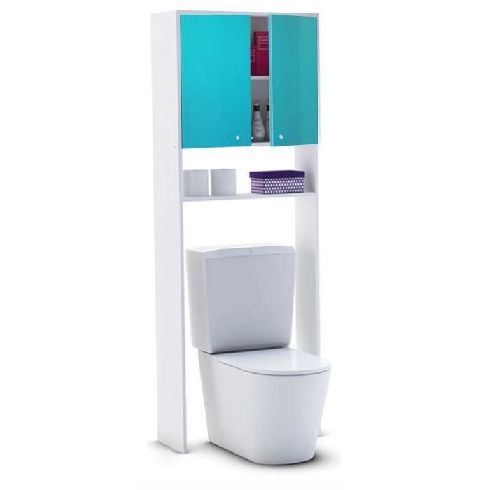 CORAIL Meuble WC ou machine a laver L 63 cm - Bleu lagon brillant - Photo n°1