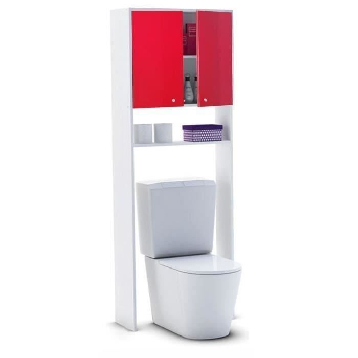 CORAIL Meuble WC ou machine a laver L 63 cm - Rouge brillant - Photo n°1