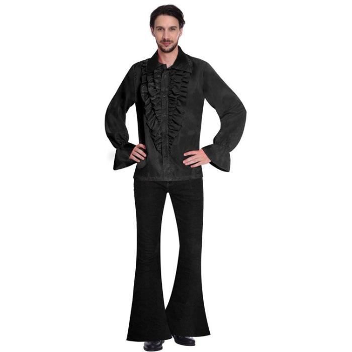 Costume adulte chemise satinée noire taille petite - Photo n°1