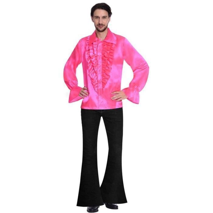 Costume adulte chemise satinée rose taille petite - Photo n°1
