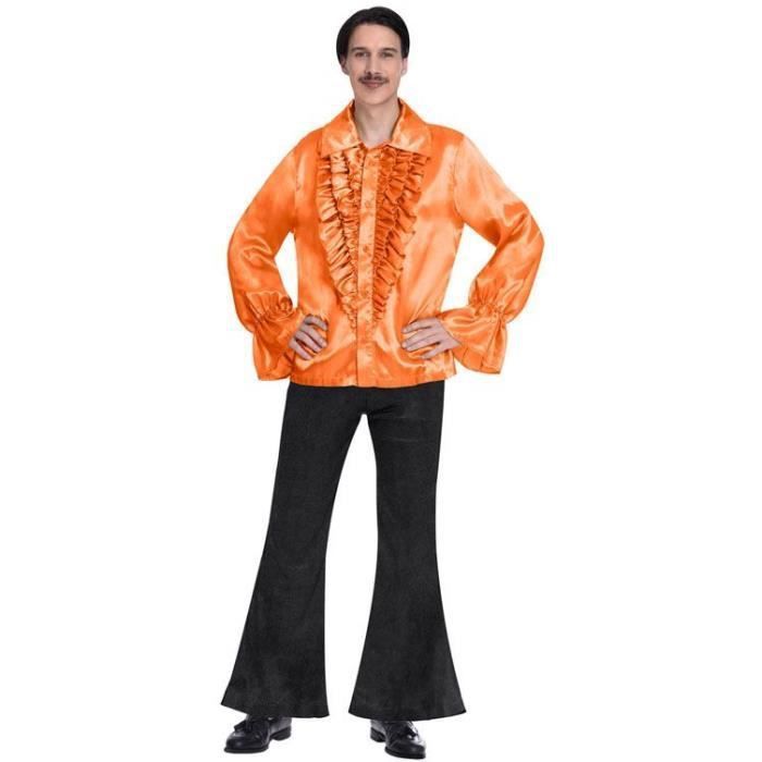 Costume adultes Satin Shirt orange taille Standard - Photo n°1