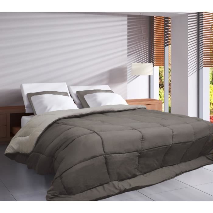 Couette Microfibre 400g/m² CALGARY Taupe & Lin 240x260cm - Photo n°2