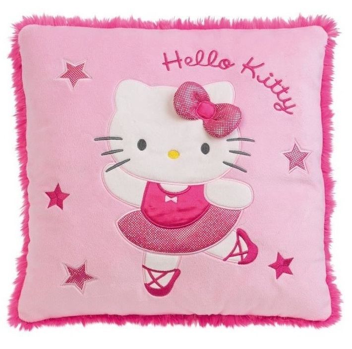 Coussin carré brodé Hello Kitty Ballerine - Photo n°1
