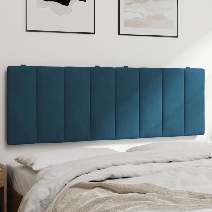 Coussin de tête de lit bleu 120 cm velours - Photo n°1