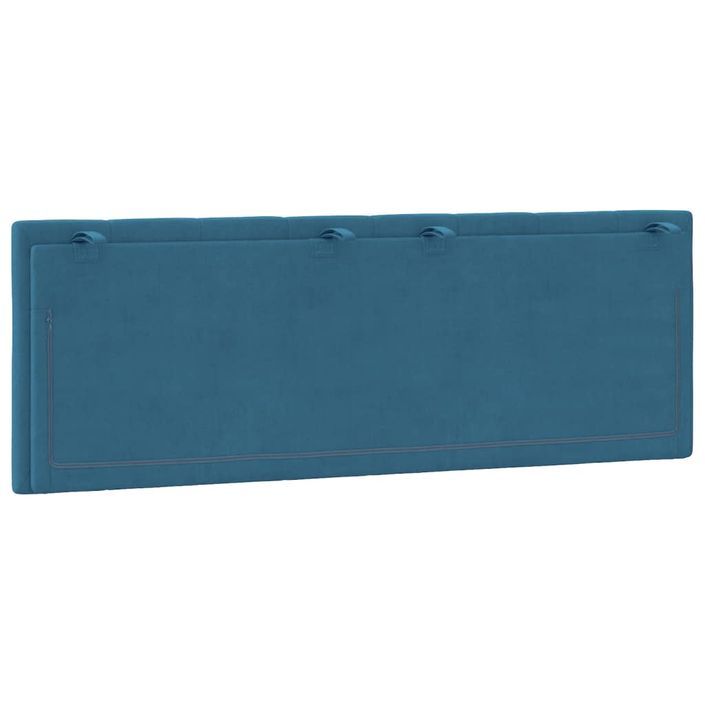 Coussin de tête de lit bleu 120 cm velours - Photo n°7