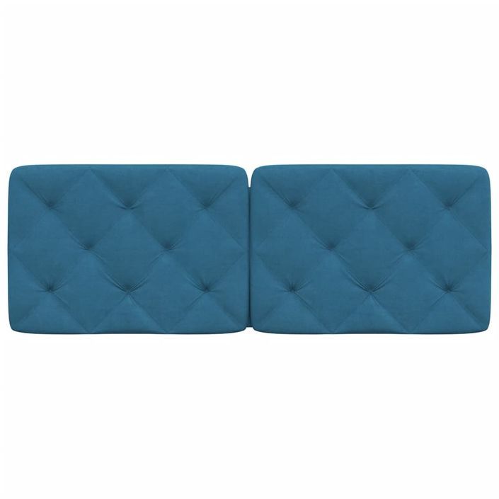 Coussin de tête de lit bleu 120 cm velours - Photo n°5