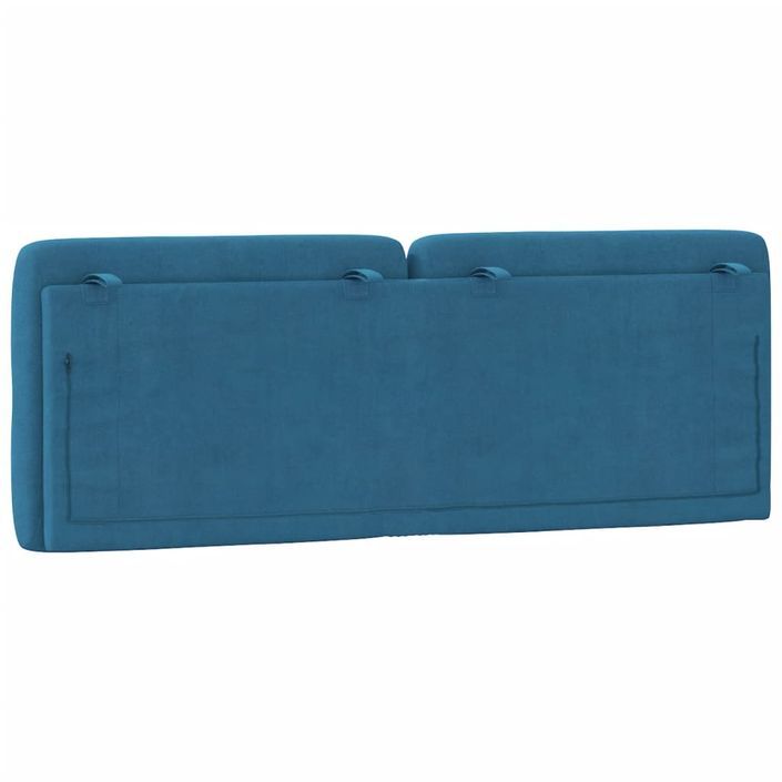 Coussin de tête de lit bleu 120 cm velours - Photo n°7