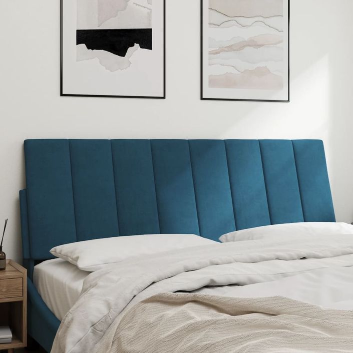Coussin de tête de lit bleu 140 cm velours - Photo n°3