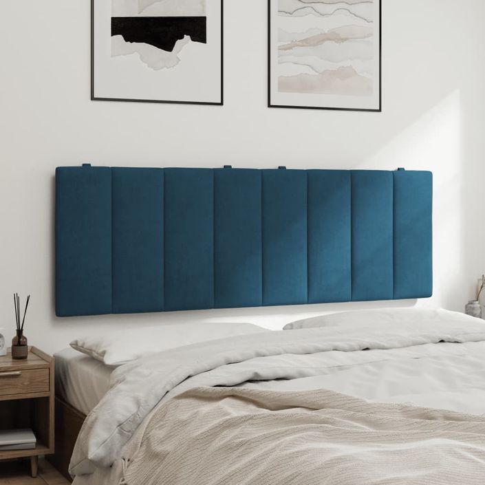 Coussin de tête de lit bleu 140 cm velours - Photo n°4