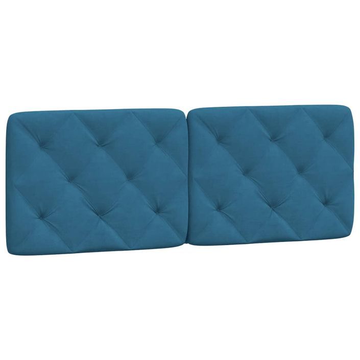 Coussin de tête de lit bleu 140 cm velours - Photo n°1