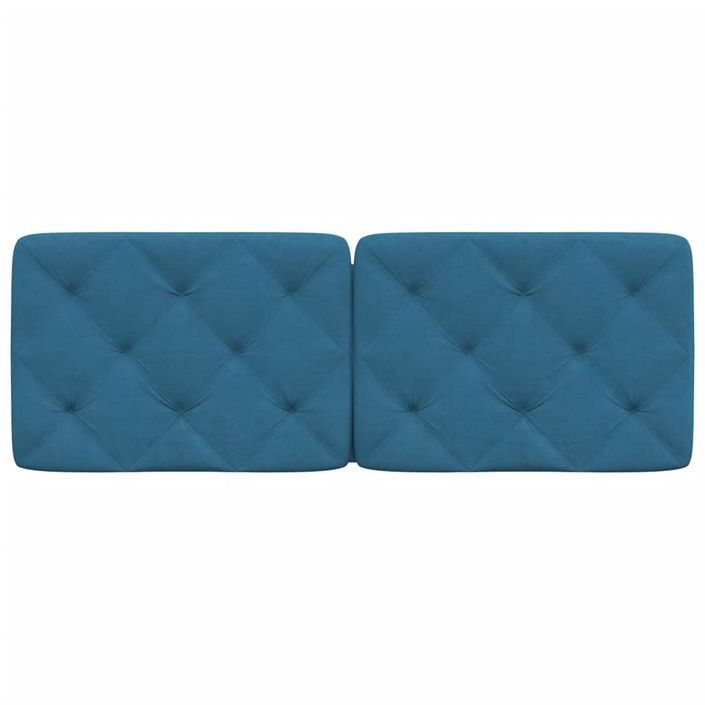 Coussin de tête de lit bleu 140 cm velours - Photo n°5