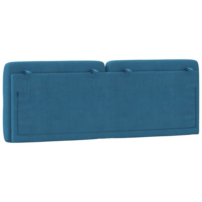 Coussin de tête de lit bleu 140 cm velours - Photo n°7