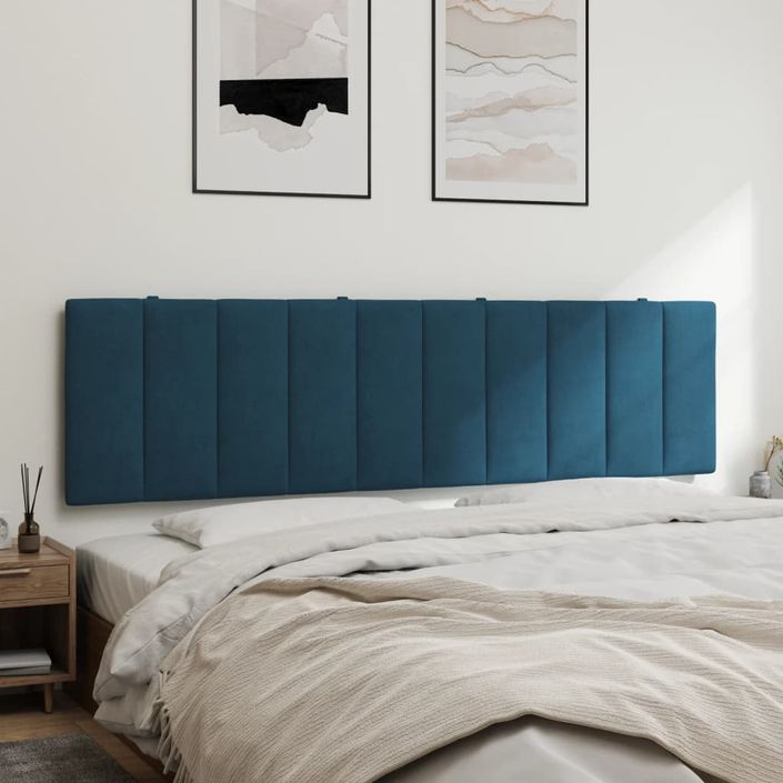 Coussin de tête de lit bleu 180 cm velours - Photo n°4