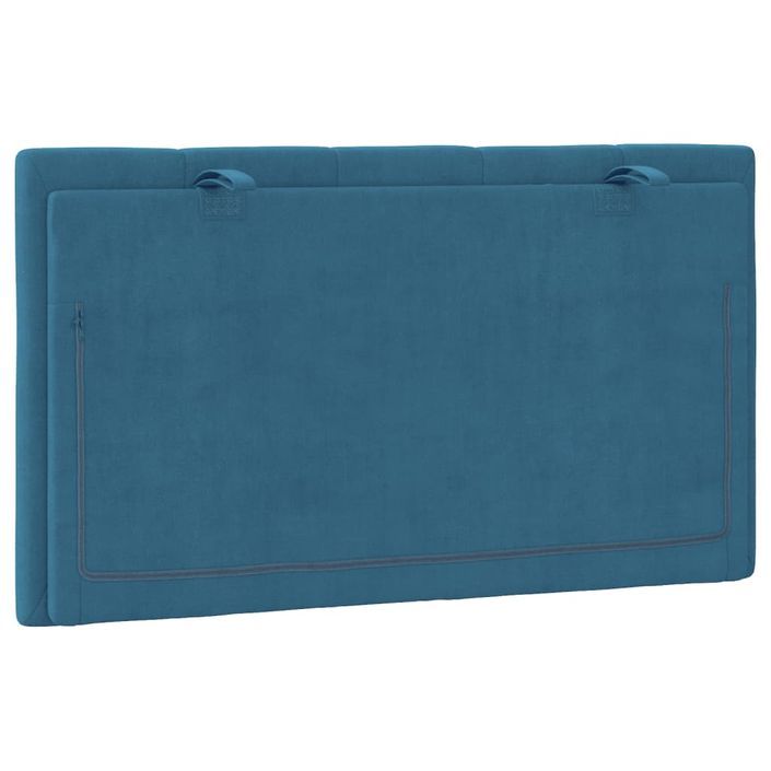 Coussin de tête de lit bleu 80 cm velours - Photo n°7