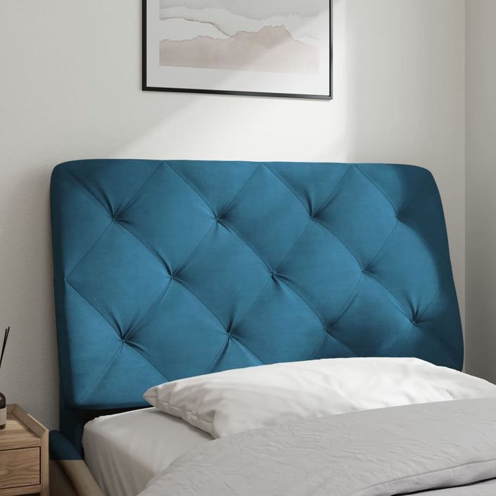 Coussin de tête de lit bleu 80 cm velours - Photo n°3