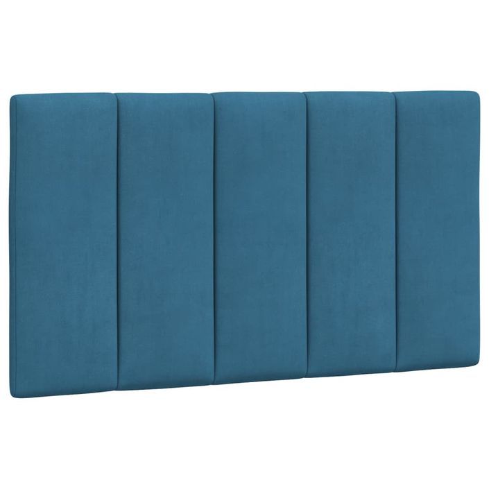 Coussin de tête de lit bleu 90 cm velours - Photo n°2