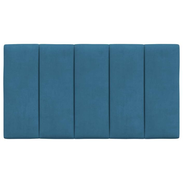 Coussin de tête de lit bleu 90 cm velours - Photo n°5