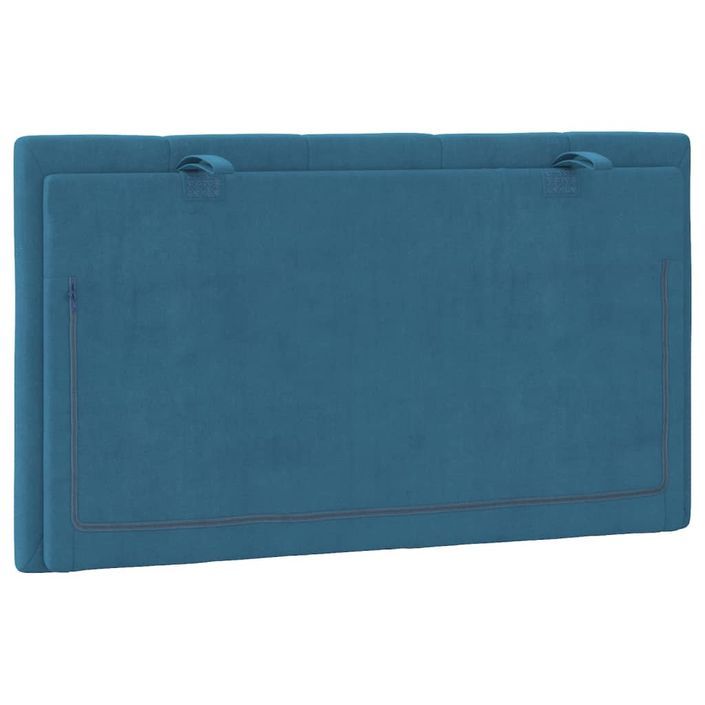 Coussin de tête de lit bleu 90 cm velours - Photo n°7