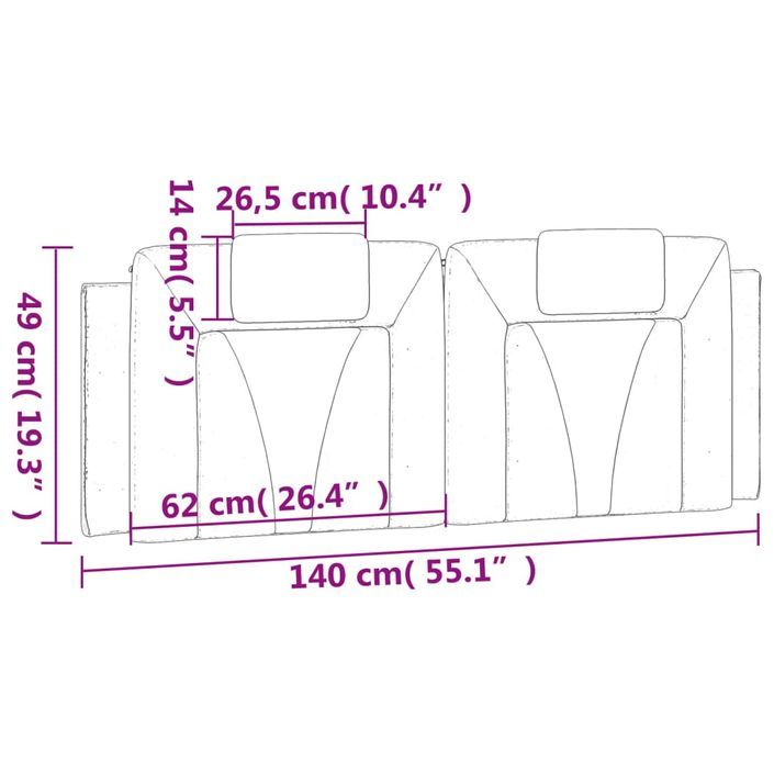 Coussin de tête de lit cappuccino 140 cm similicuir - Photo n°10