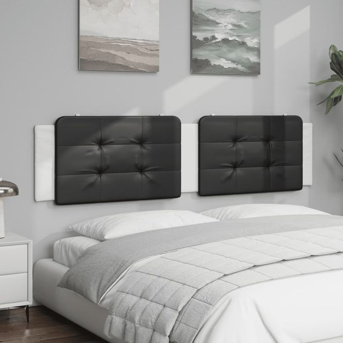 Coussin de tête de lit noir et blanc 200 cm similicuir - Photo n°3