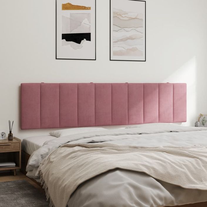 Coussin de tête de lit rose 200 cm velours - Photo n°4