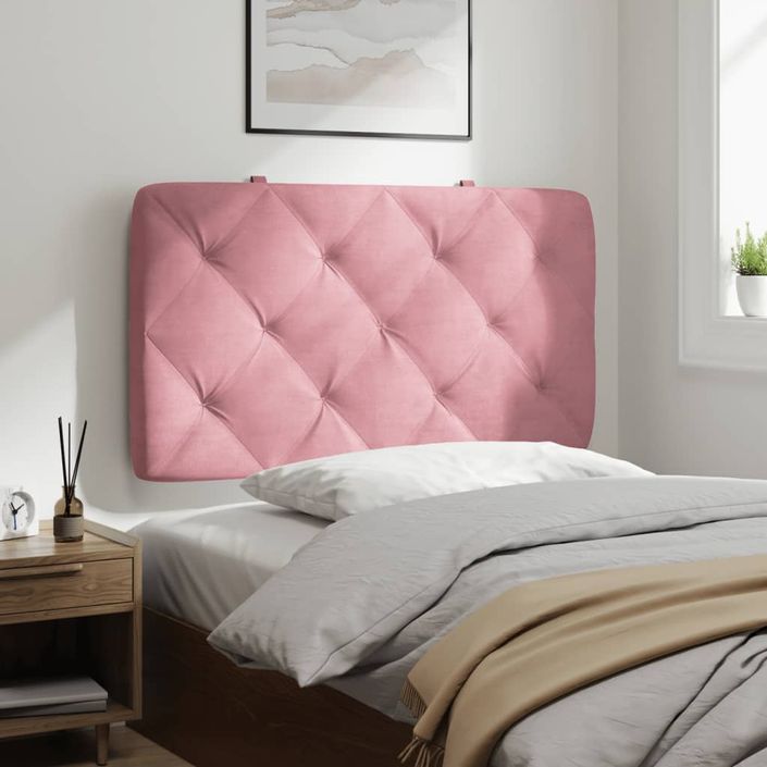 Coussin de tête de lit rose 80 cm velours - Photo n°4