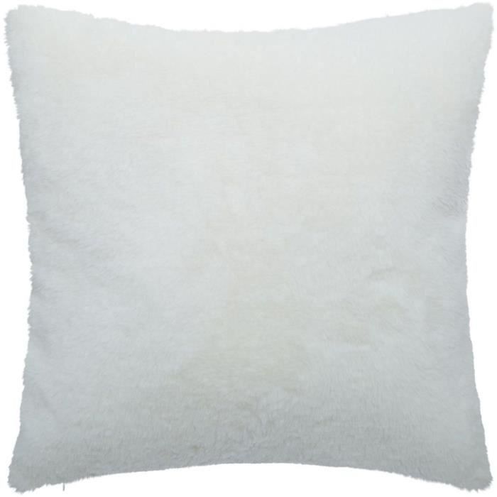 Coussin Fake Fur Chat 100% polyester - Blanc - Photo n°2
