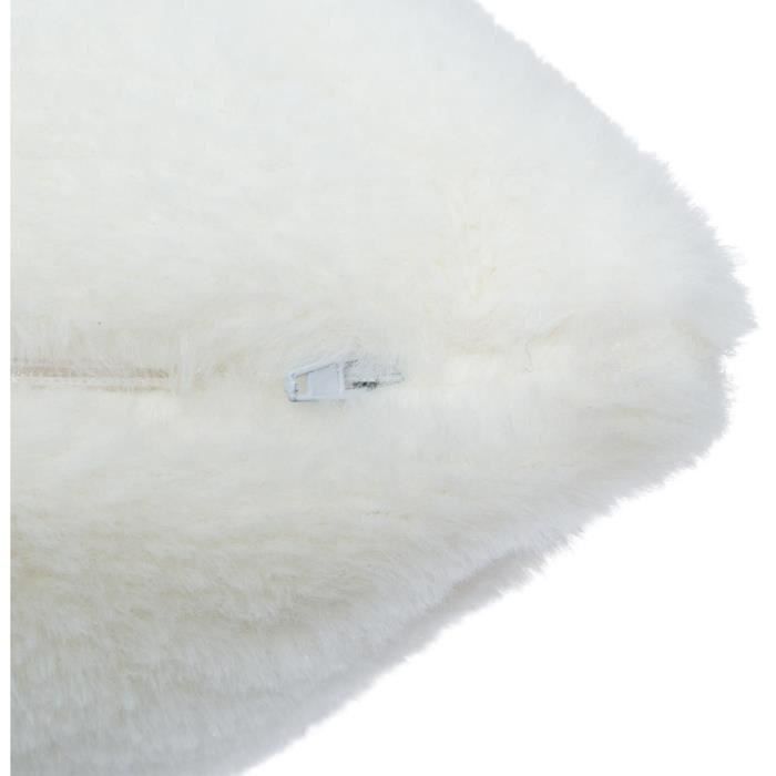 Coussin Fake Fur Chat 100% polyester - Blanc - Photo n°4