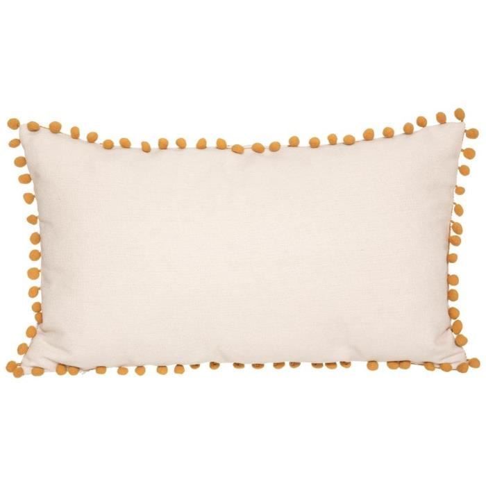 Coussin pompon rectangulaire - Ocre - Photo n°2