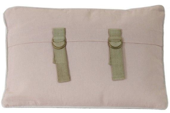 Coussin rectangulaire shabby chic coton et polyester rose Djamelia - Photo n°1