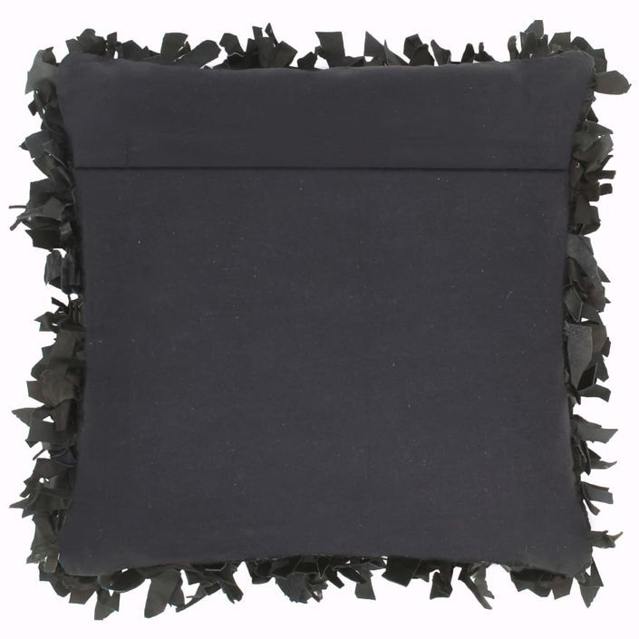 Coussin shaggy Noir 60x60 cm Cuir et coton - Photo n°2