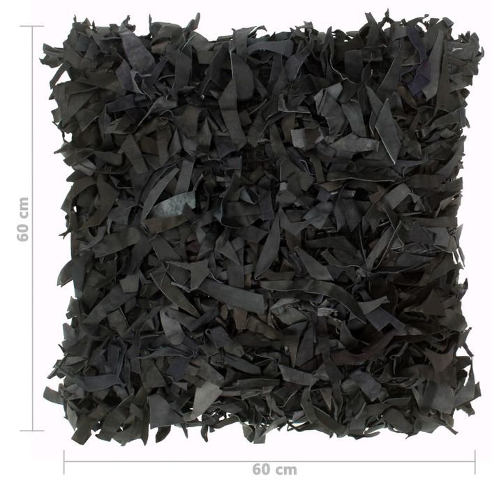 Coussin shaggy Noir 60x60 cm Cuir et coton - Photo n°4