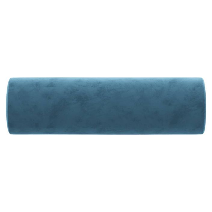 Coussins décoratifs 2 pcs Bleu Ø15x50 cm Velours - Photo n°4