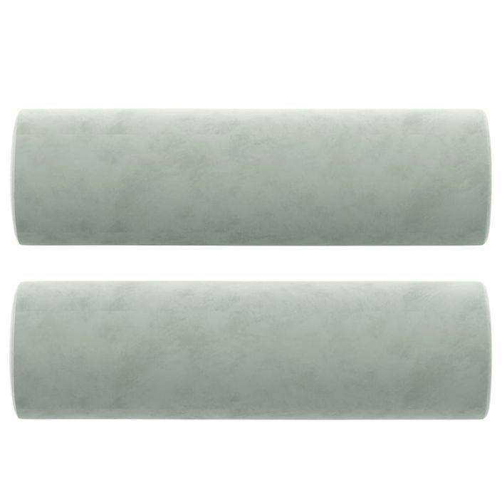 Coussins décoratifs 2 pcs Gris clair Ø15x50 cm Velours - Photo n°2